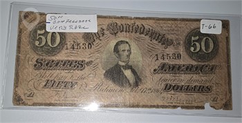 $50 CONFEDERATE BILL; VERY RARE Used Dollars U.S. Coins Coins / Currency upcoming auctions