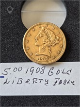 1908 $5 GOLD LIBERTY EAGLE Used Gold Coins (Pre-1933) U.S. Coins Coins / Currency upcoming auctions