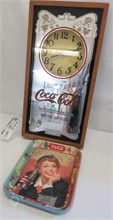 COCA COLA WALL CLOCK AND TRAY Used Other Decorative upcoming auctions