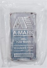 A-MARK 10 OUNCES TROY .999+ SILVER BAR Used Silver Bullion Coins / Currency upcoming auctions