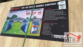 NEW 20' X 30' METAL GARAGE CARPORT SHED Used Other upcoming auctions