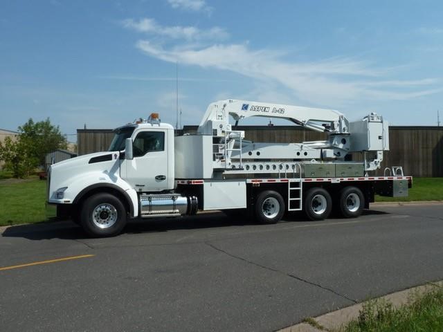2023 Aspen Aerial A62 bridge crane truck parked outdoors.