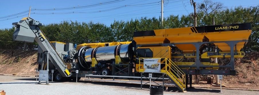 A 2024 Margui UAM140 portable asphalt plant parked outdoors.